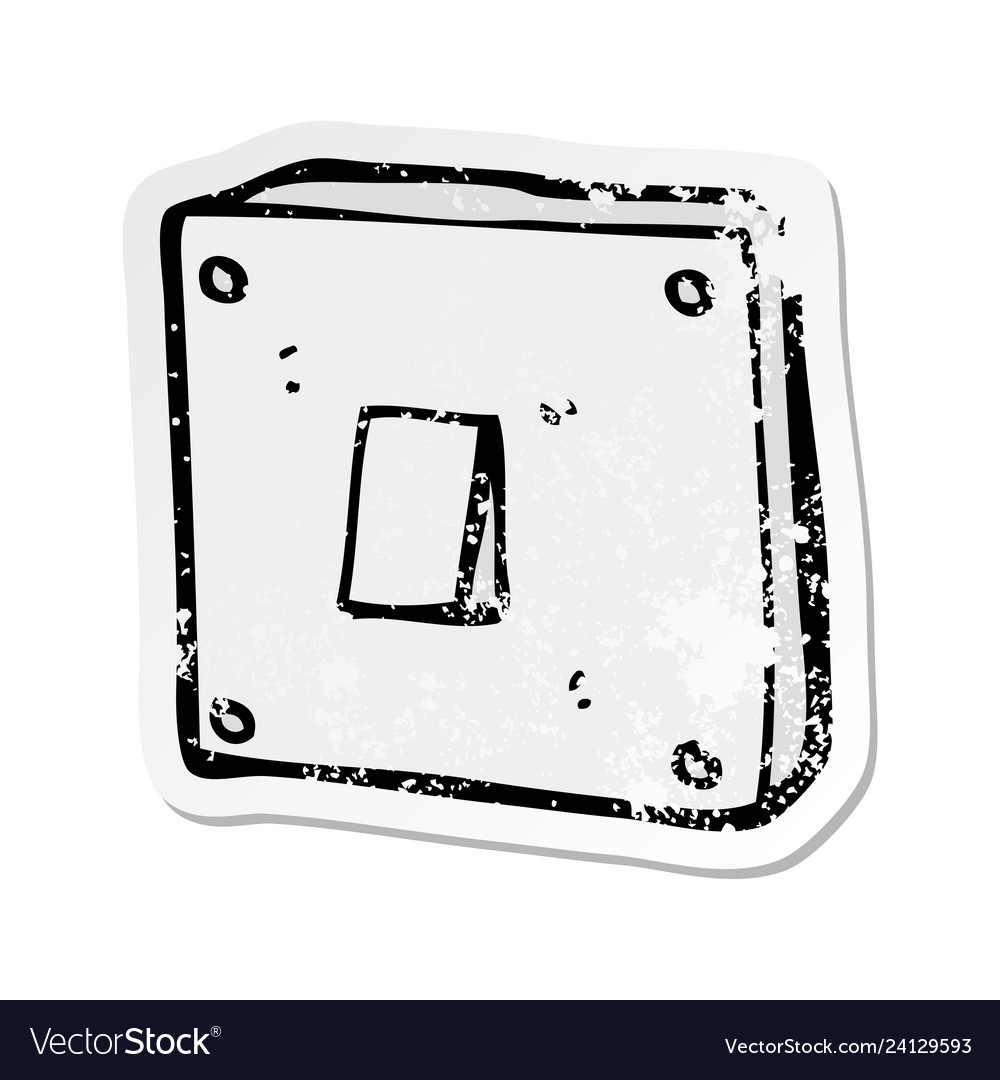 Retro Distressed Sticker Of A Cartoon Light Switch