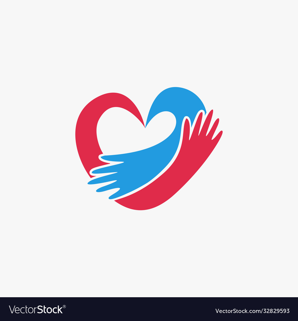 Romantic hug a heart logo icon template Royalty Free Vector