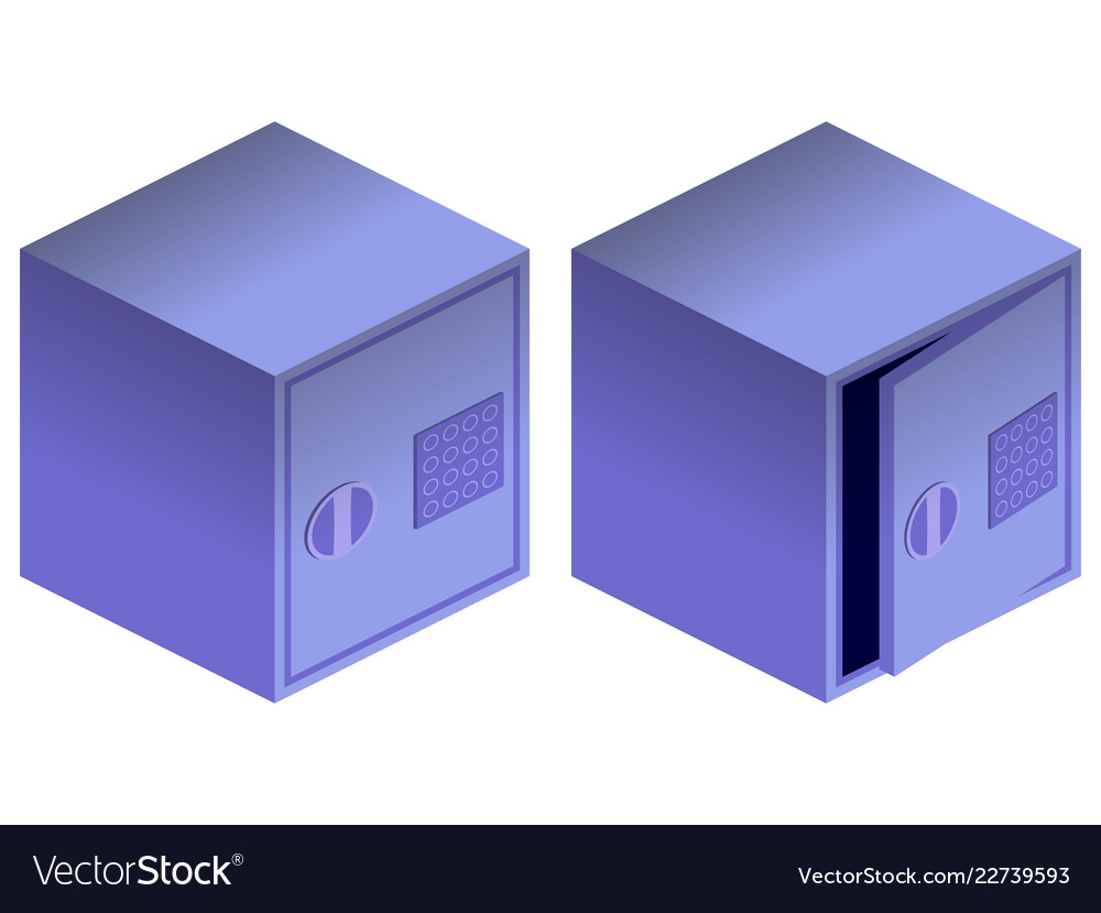 Safe boxes isometric 3d icons isolated on white