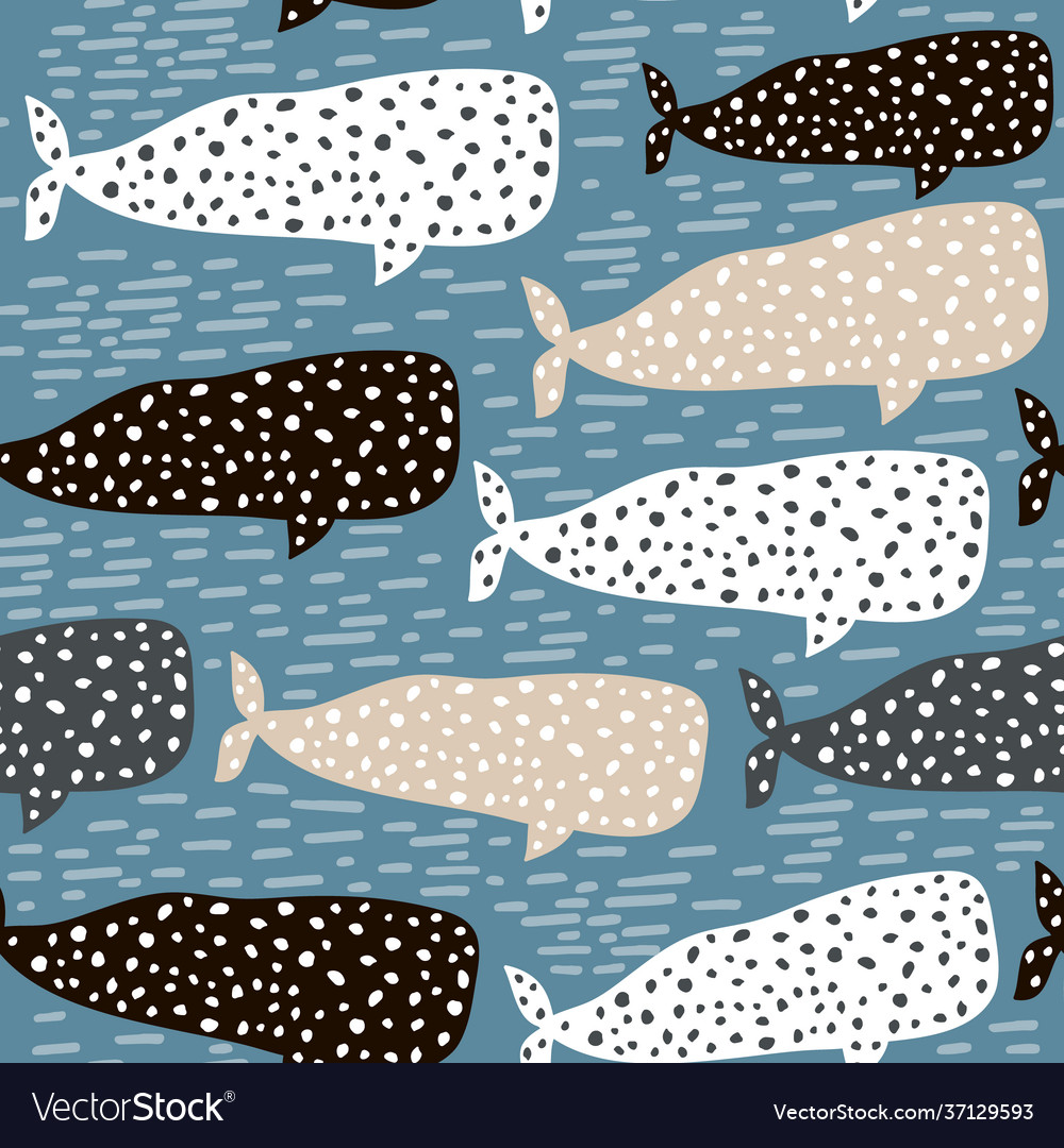 Seamless pattern with whale childish texture