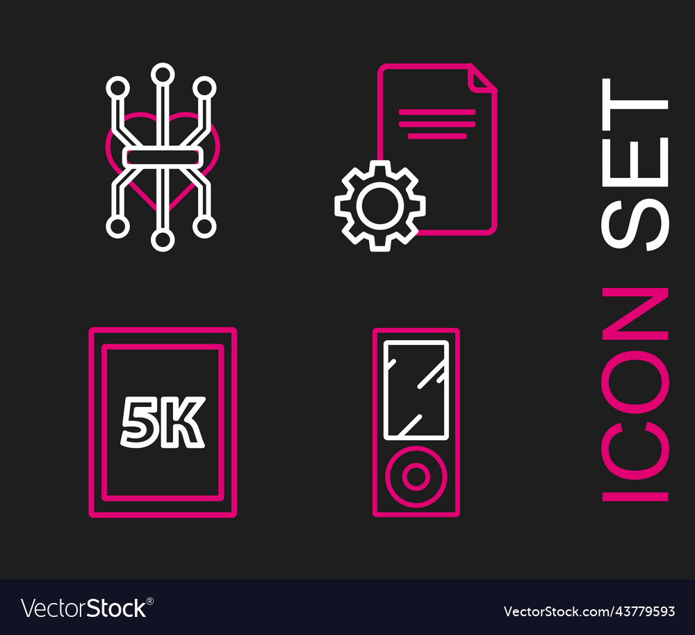 Set line music player tablet with text 5k file vector image Set line music player tablet with text 5k file