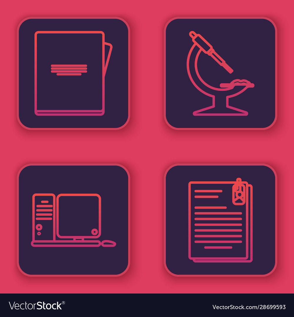 Set line notebook computer monitor with keyboard vector image Set line notebook computer monitor with keyboard