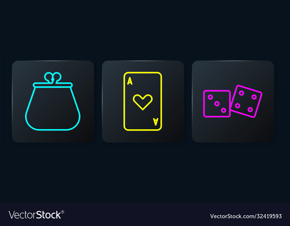 Set line wallet game dice and playing card