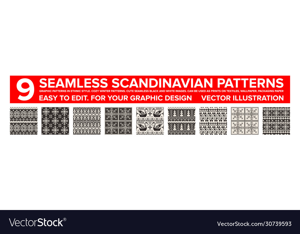 Set with seamless winter patterns