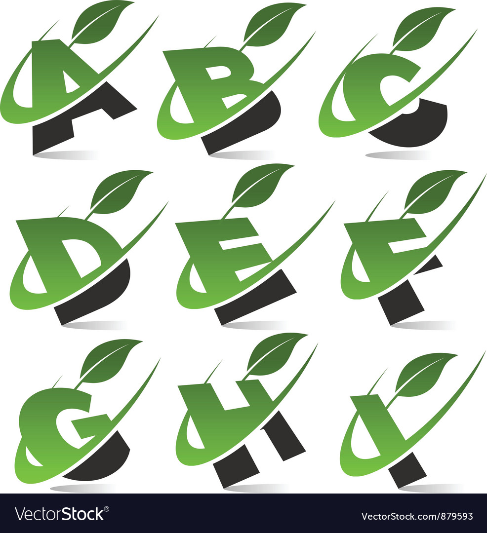 Swoosh Green Alphabet Logo Set1 Royalty Free Vector Image