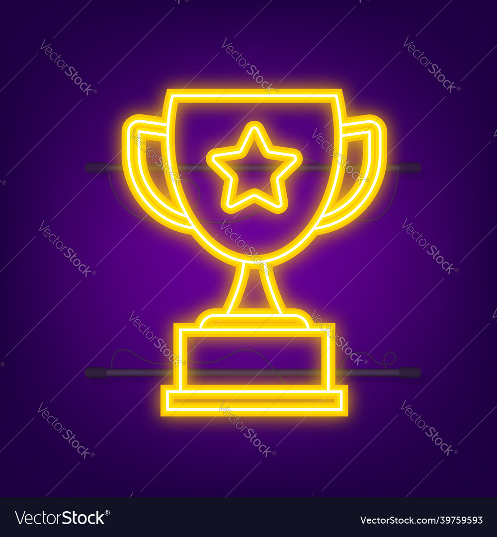 Trophy cup flat icon with star and laurel