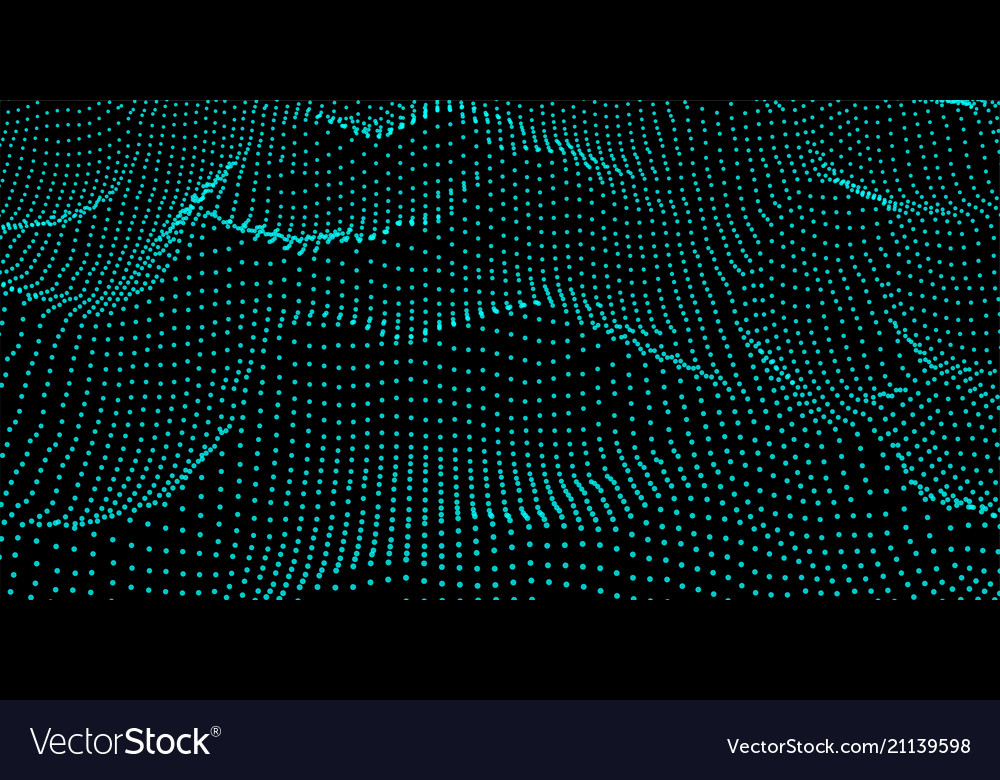 Abstract digital wave grid consist of particles