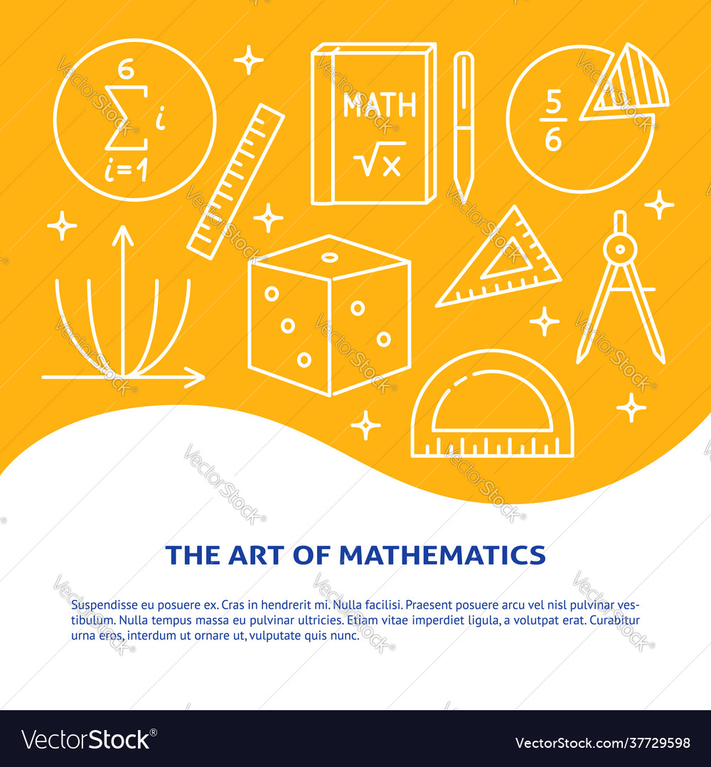 Art mathematics banner in line style