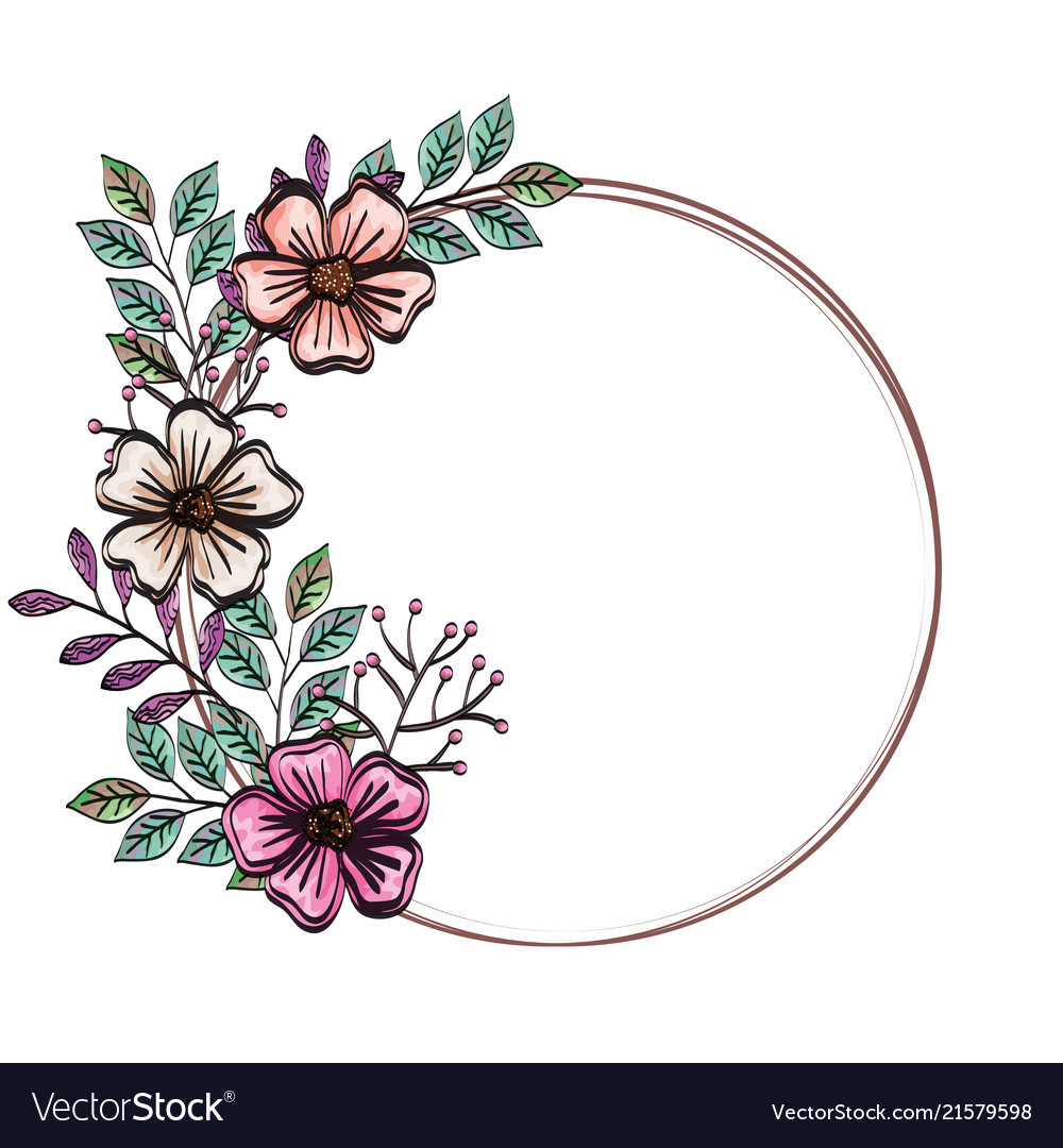 Beautiful flowers and leafs frame Royalty Free Vector Image