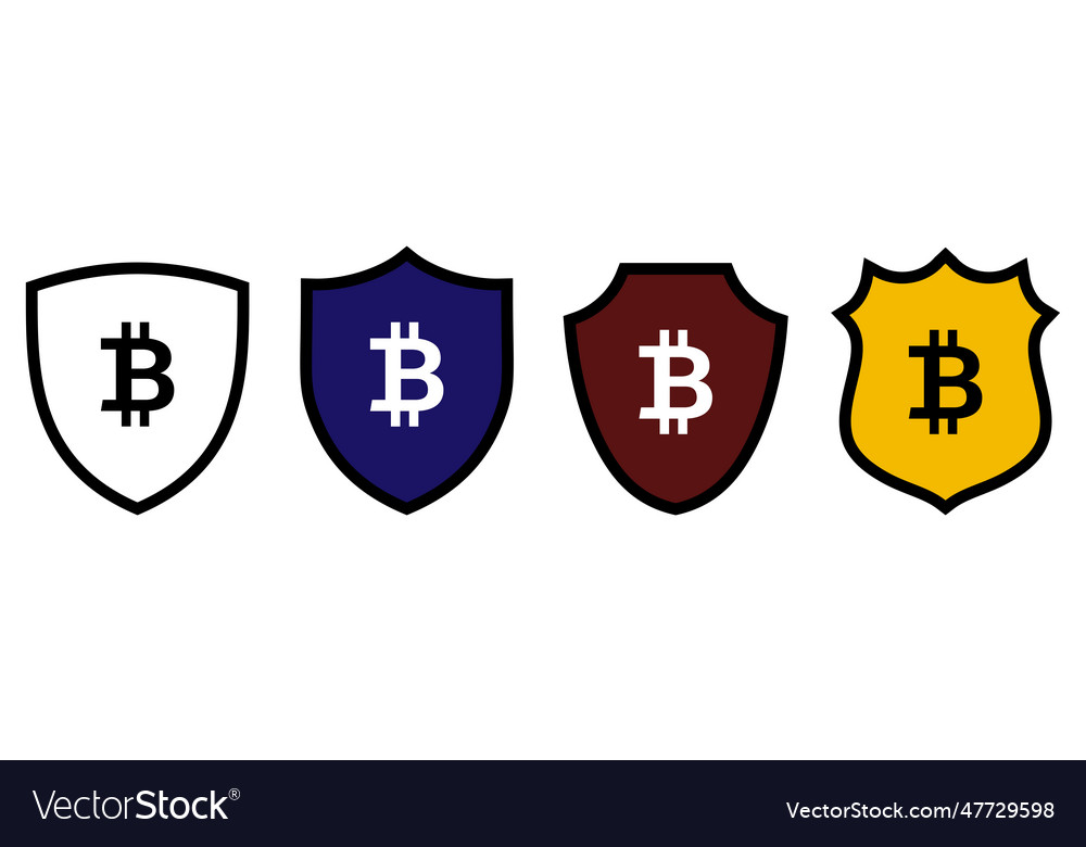 Bitcoin icon inside shield different versions vector image Bitcoin icon inside shield different versions