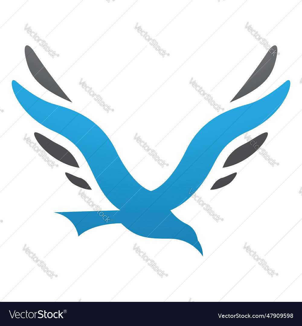 Blue and black bird shaped letter v icon Vector Image