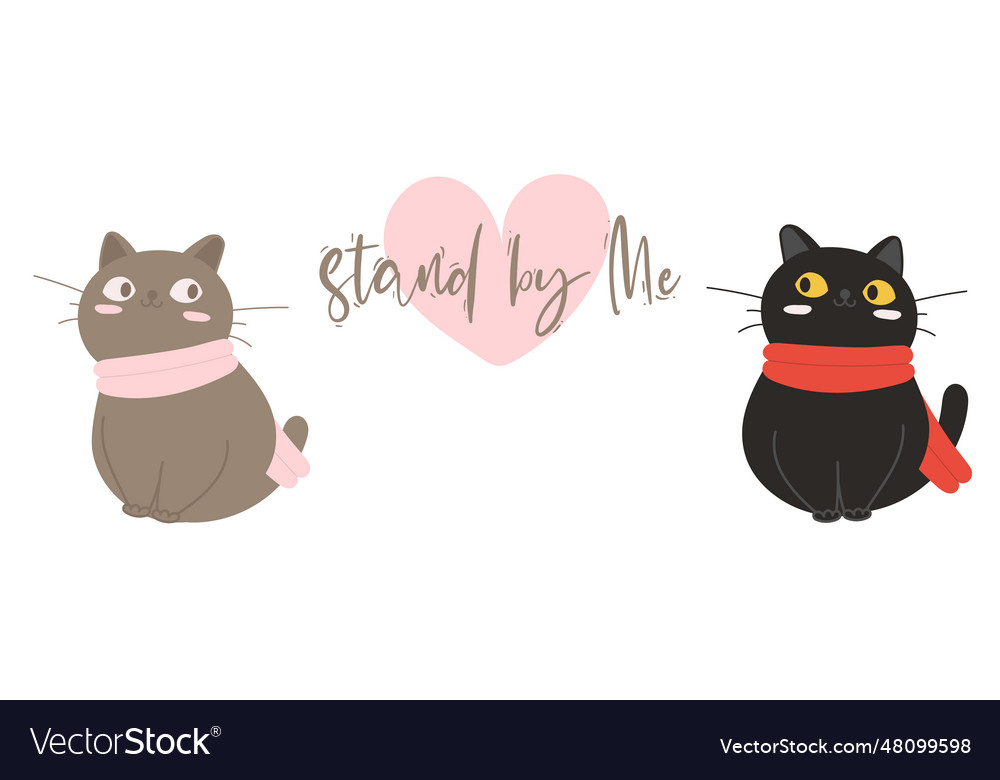 Couple love of cat with big heart for valentines