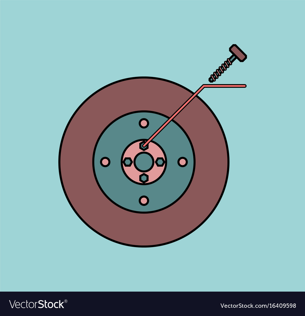 Flat icon design collection wheel and screw Vector Image