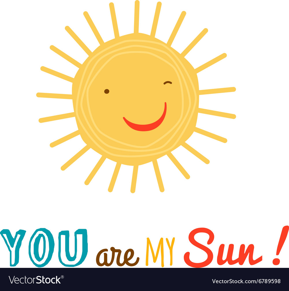 Funny happy sun character backgroound Royalty Free Vector