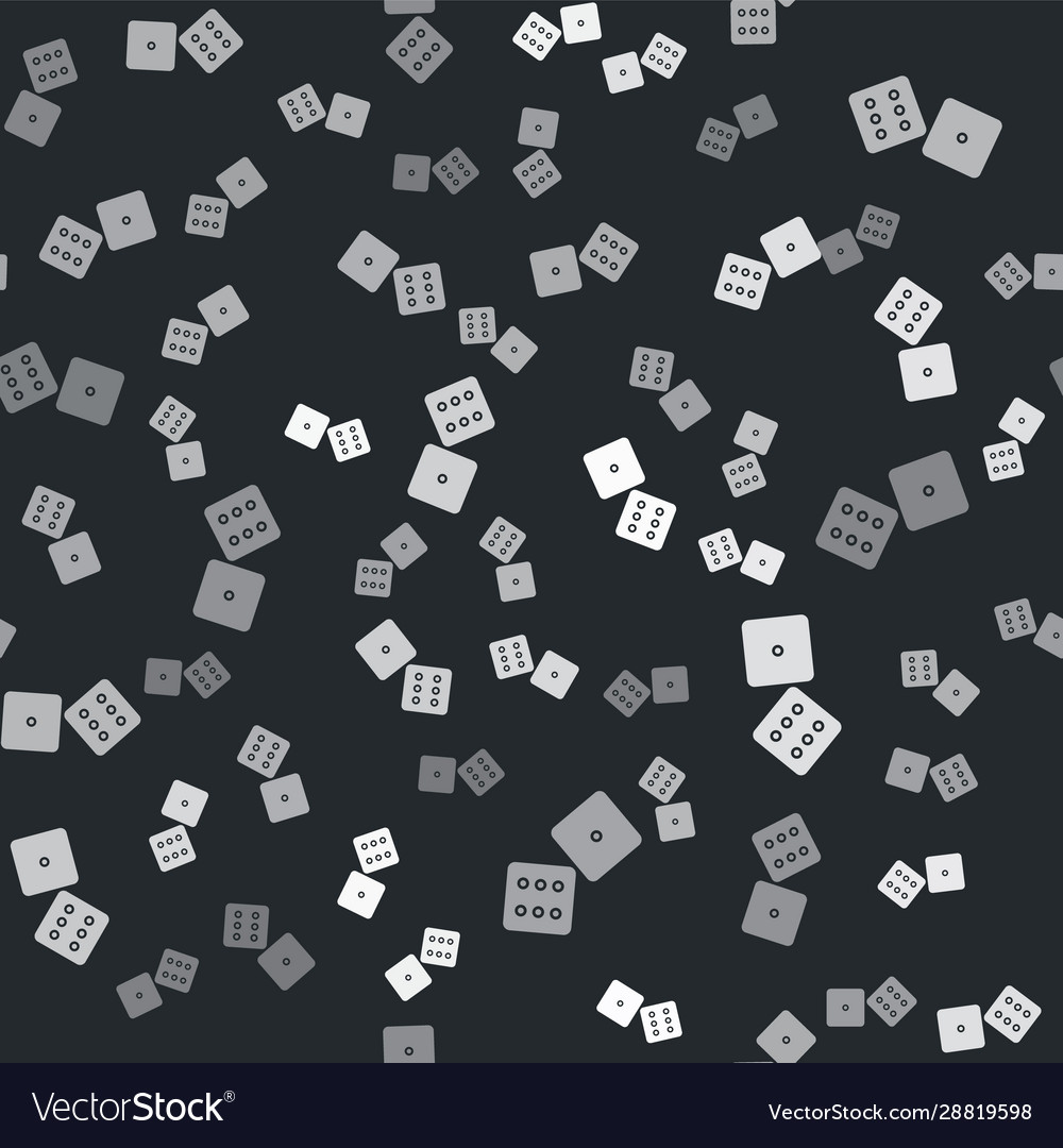 Grey game dice icon isolated seamless pattern