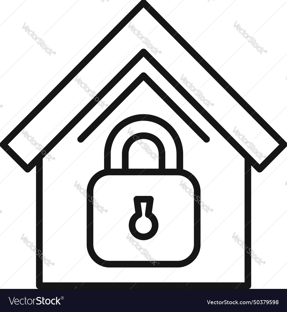 Home lock access icon outline secure stop Vector Image