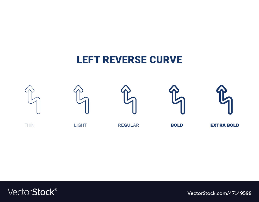 Left reverse curve icon thin light regular bold Vector Image Left reverse curve icon thin light regular bold