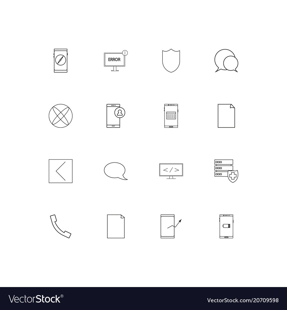 Netzwerk und Datenbank einfache lineare Icons Set