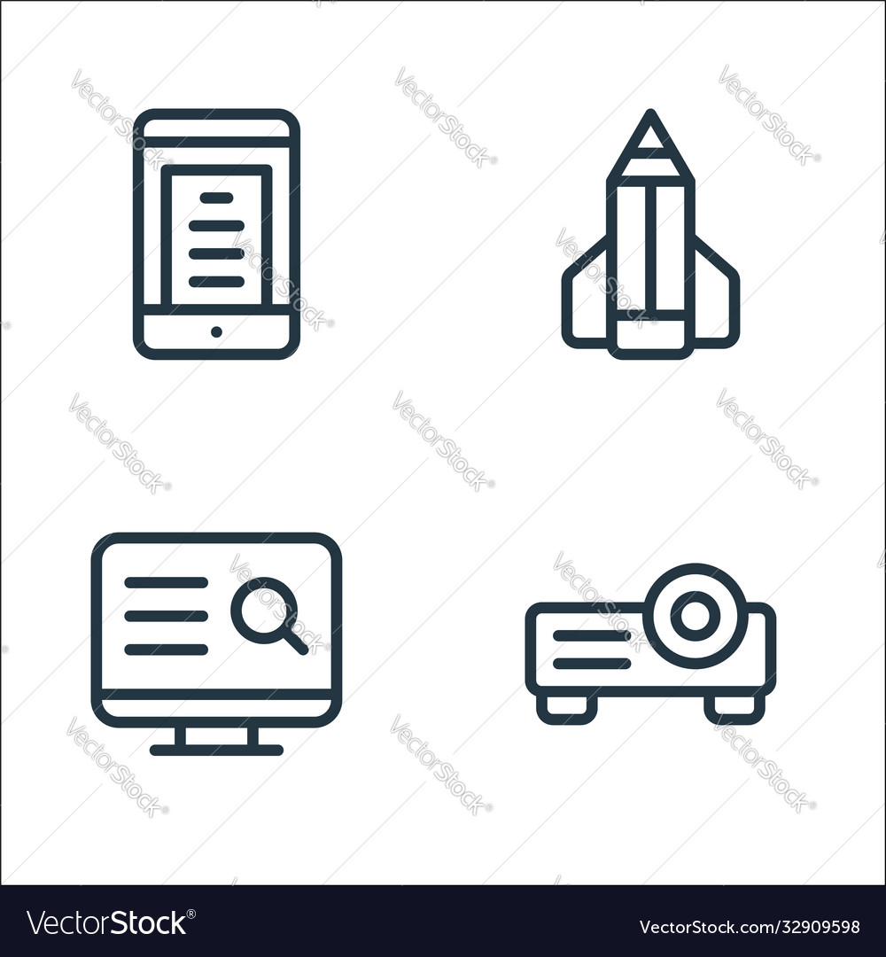 Online learning line icons linear set quality