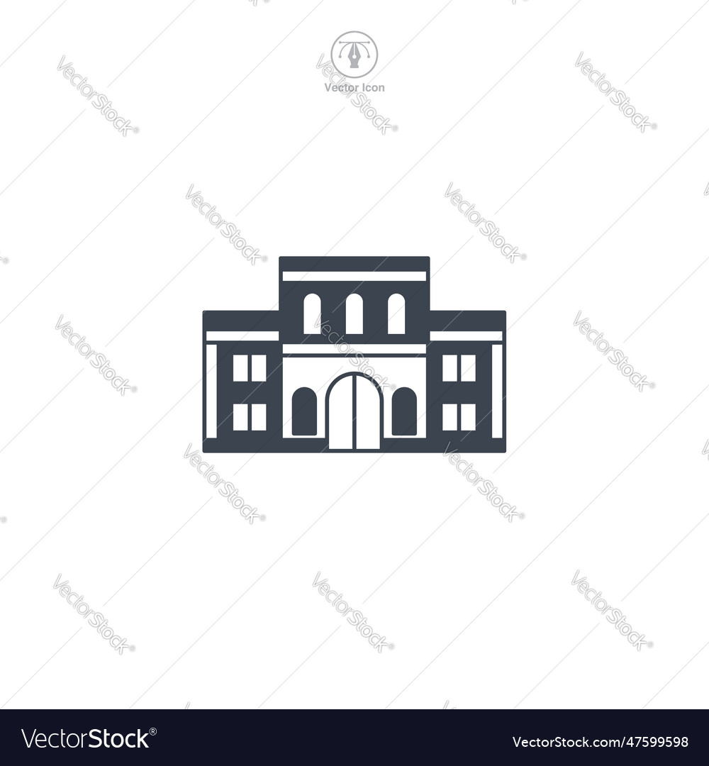 School icon portrays a stylized educational Vector Image