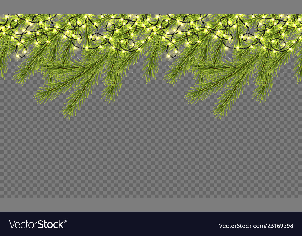 Seamless border with realistic firtree sparkling vector image Seamless border with realistic firtree sparkling