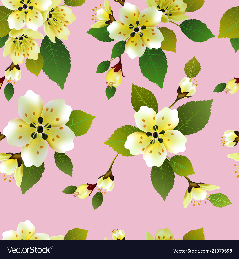 Seamless spring background with white and p