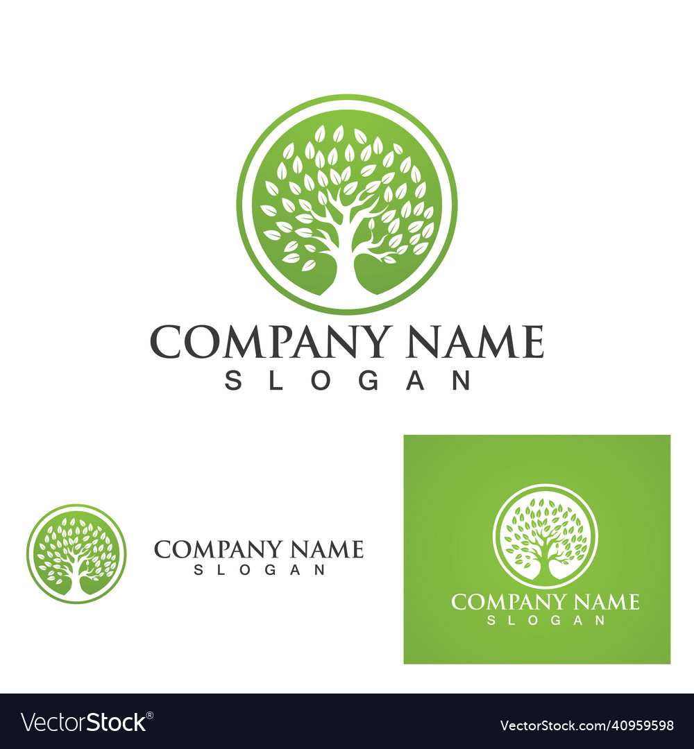 Tree green leaf logo and symbol Royalty Free Vector Image