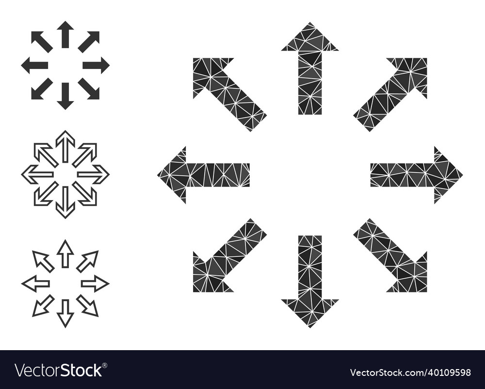 Triangle filled explode arrows icon vector image Triangle filled explode arrows icon