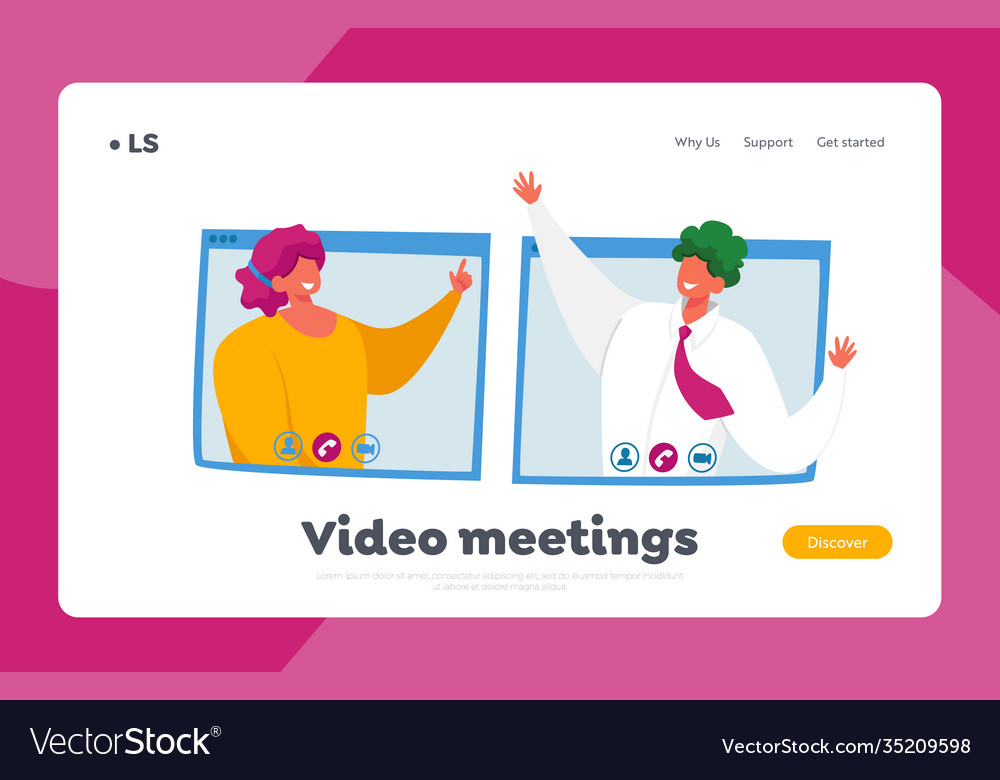 Webcam on conference landing page template online Vector Image Webcam on conference landing page template online
