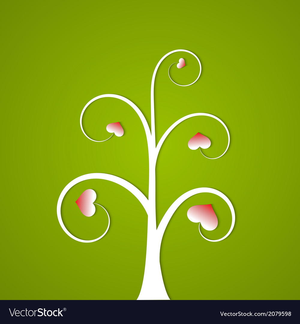 White abstract tree with hearts