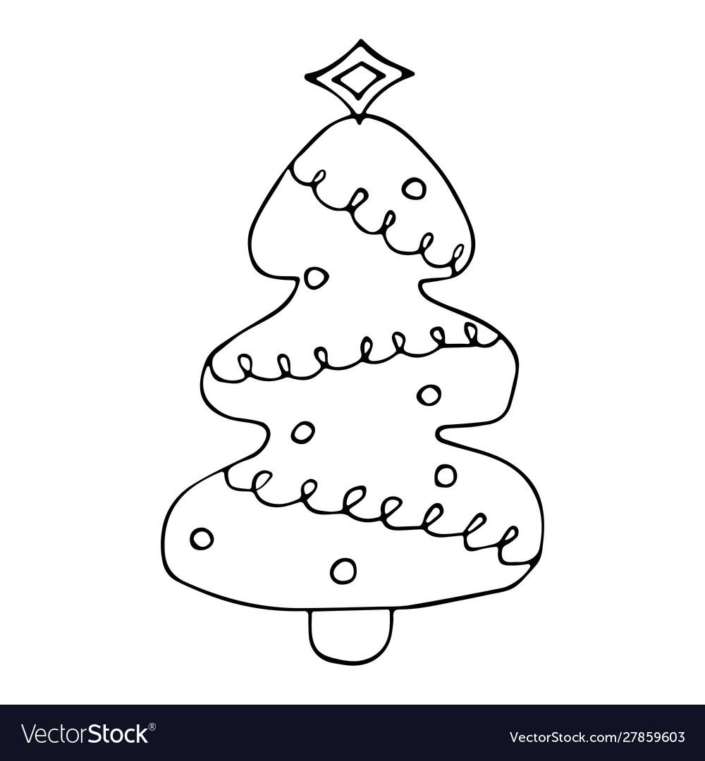 Black and white doodle christmas tree Royalty Free Vector