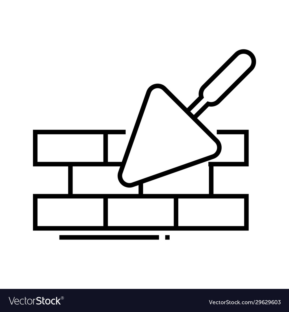 Brocklaying line icon concept sign outline