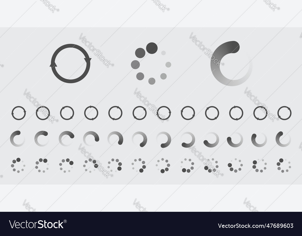 Circular loading buffering icons set vector image Circular loading buffering icons set