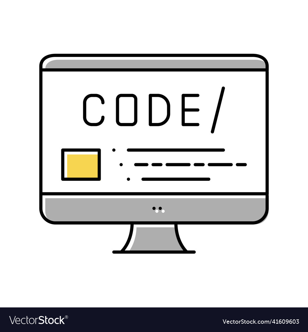Code auf Computer-Bildschirm-Farbsymbol vector image Code auf Computer-Bildschirm-Farbsymbol