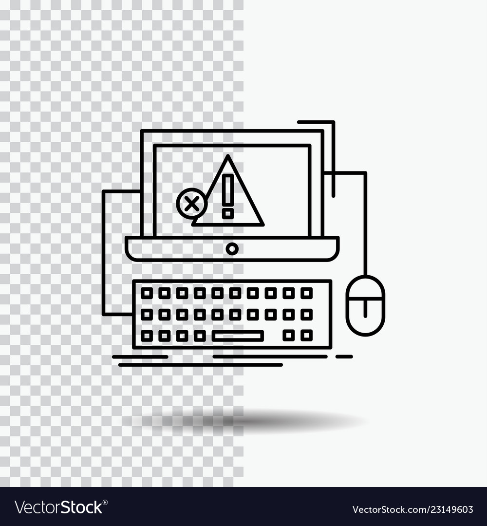 Computer crash error failure system line icon vector image Computer crash error failure system line icon