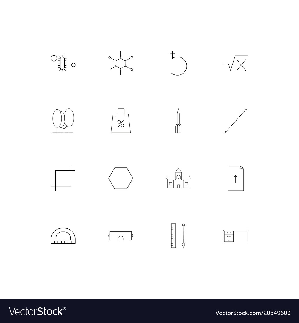 Education and science simple linear icons set