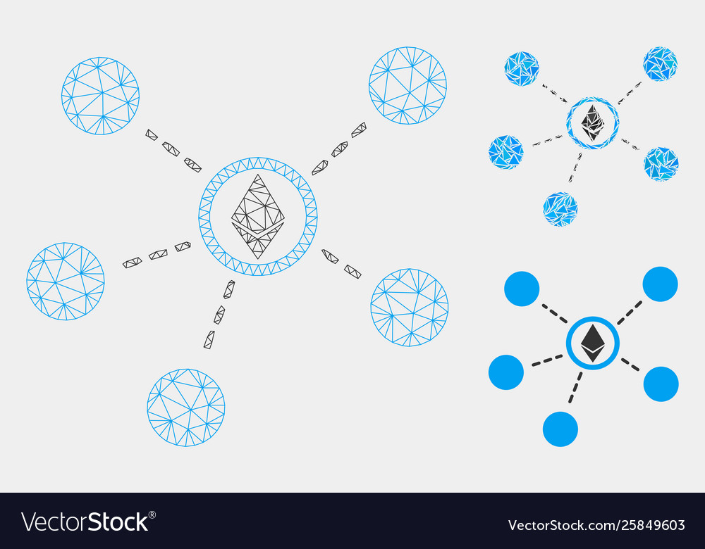 Ethereum network links mesh wire frame Vector Image Ethereum network links mesh wire frame