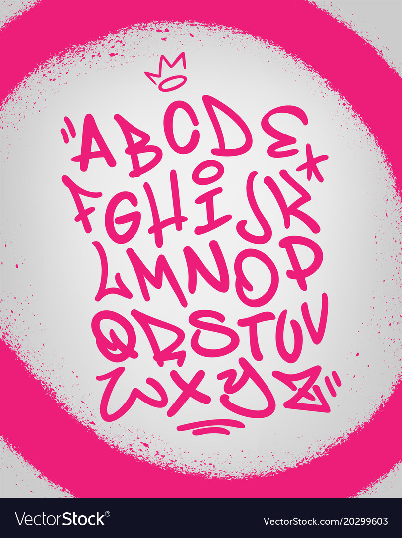 Handwritten Graffiti Font Alphabet Artistic Hip Vector Image