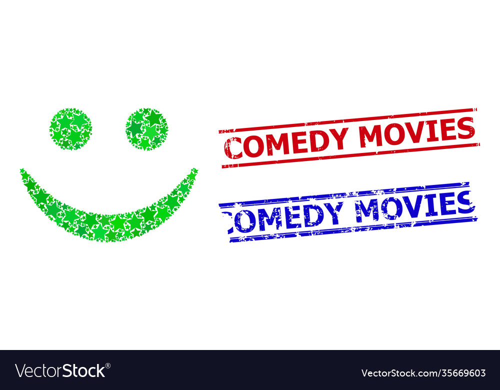 Happy smile star mosaic and comedy movies grunge