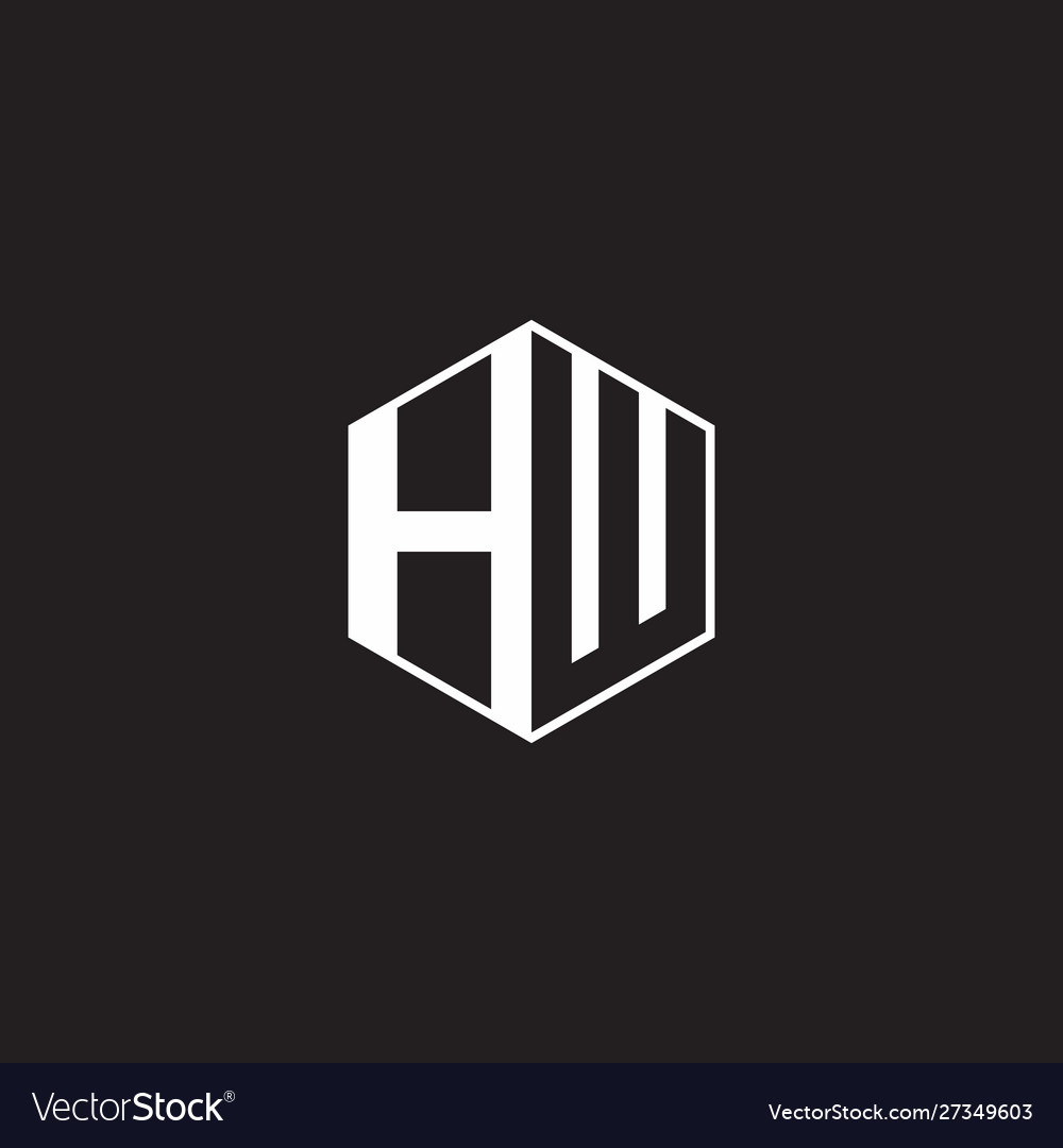 Hw logo monogram hexagon with black background Vector Image