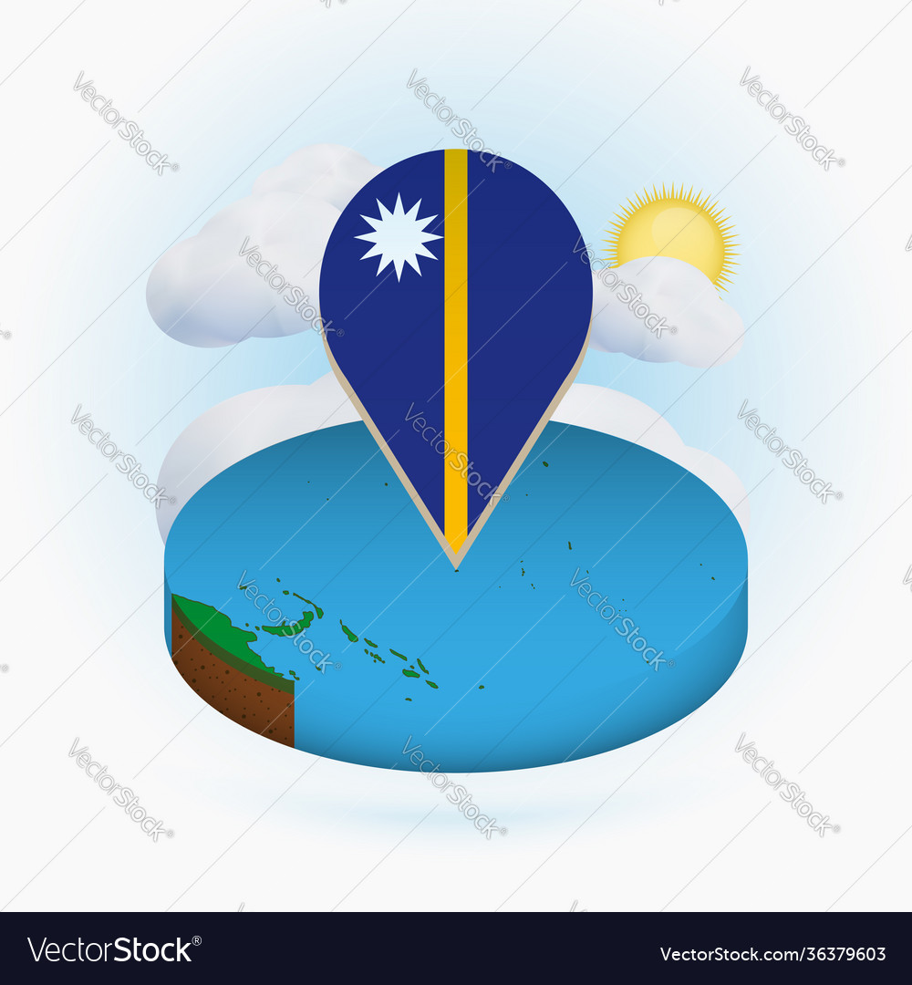 Isometric round map nauru and point marker