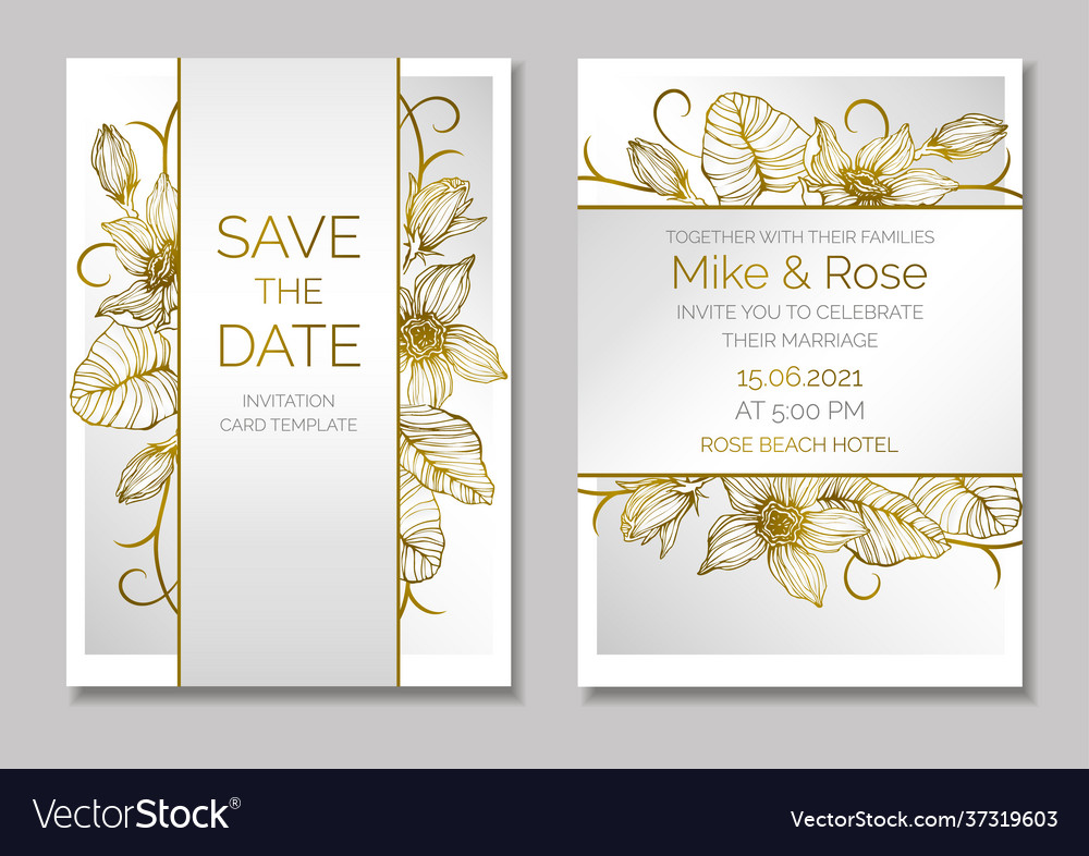 Luxus Blumen Hochzeit Einladung Design vector image Luxus Blumen Hochzeit Einladung Design