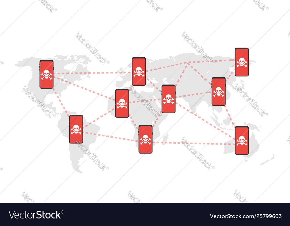 Network vulnerability - virus malware ransomware vector image Network vulnerability - virus malware ransomware