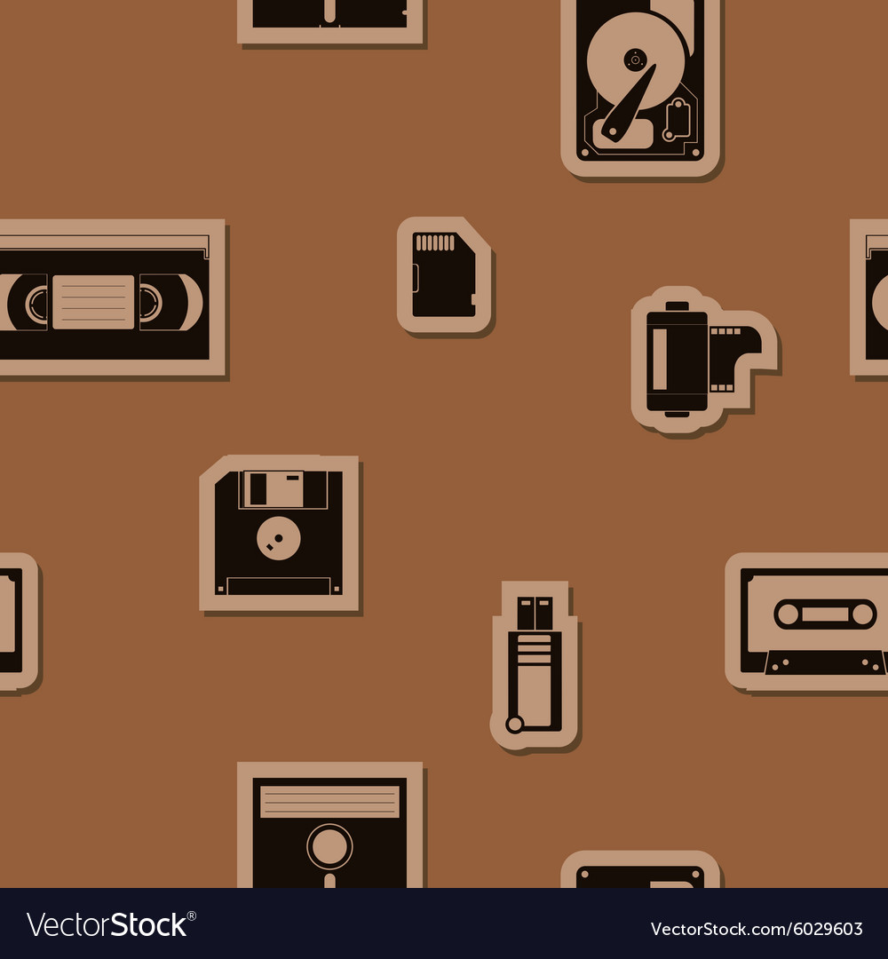 Seamless background with data storage icons