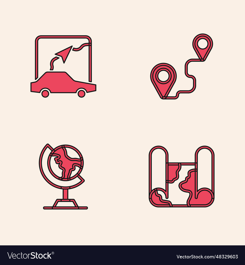 Set folded map city navigation route location vector image Set folded map city navigation route location
