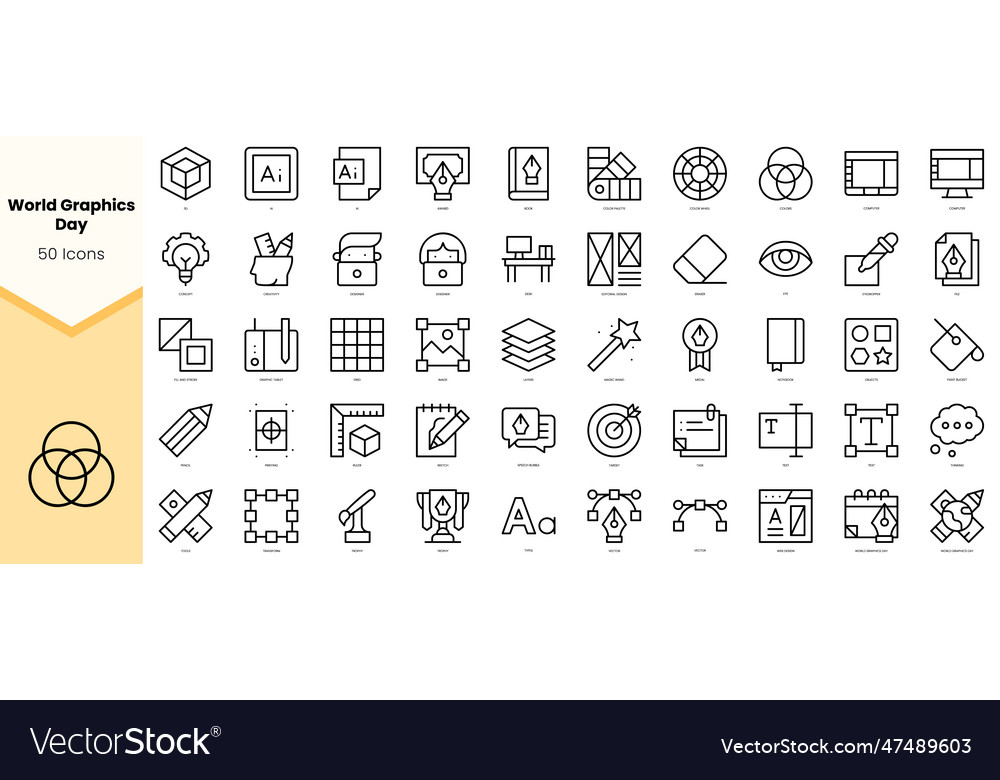 Set of world graphics day icons simple line art