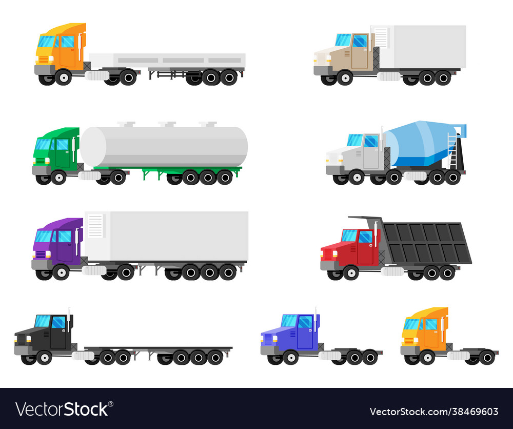 Set LKW auf weiß isoliert