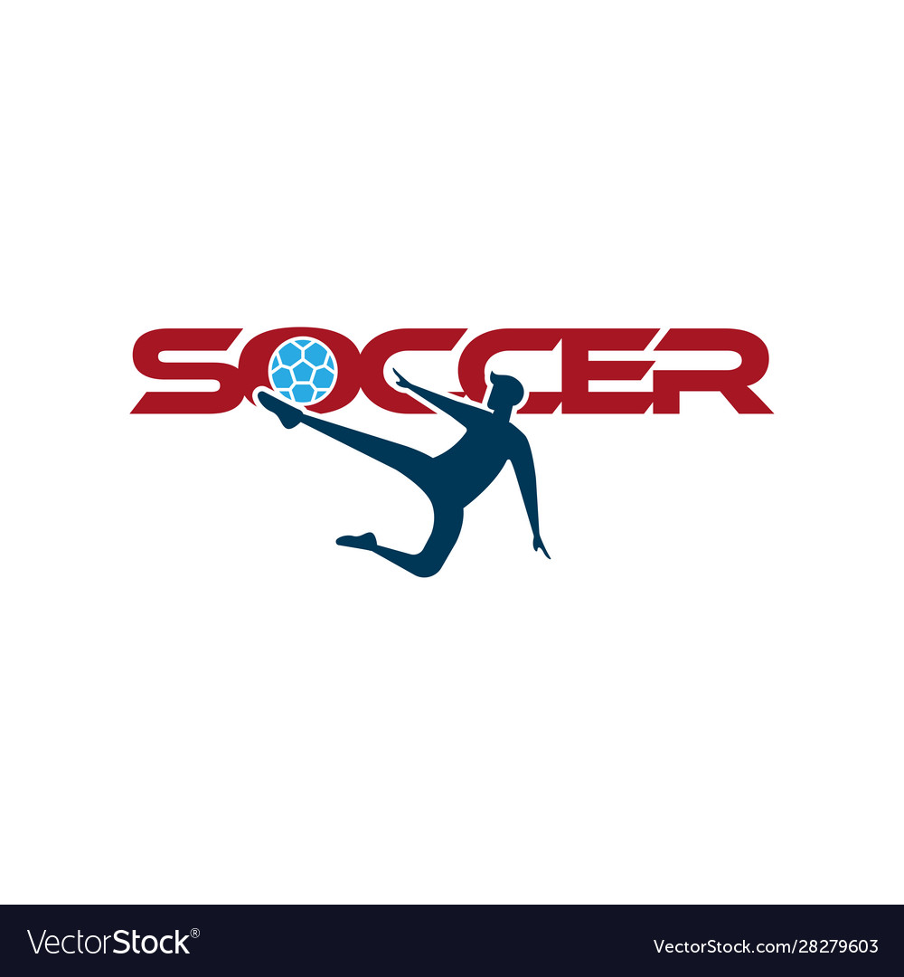 Sport with soccer text and player Royalty Free Vector Image