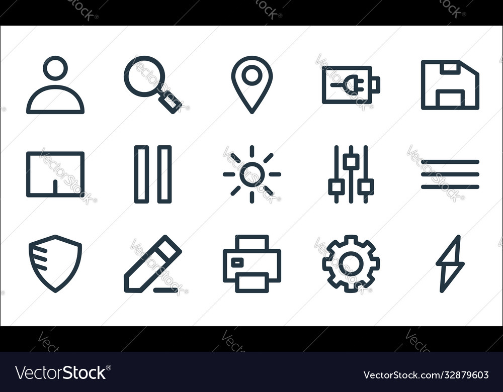 User interface line icons linear set quality vector image User interface line icons linear set quality