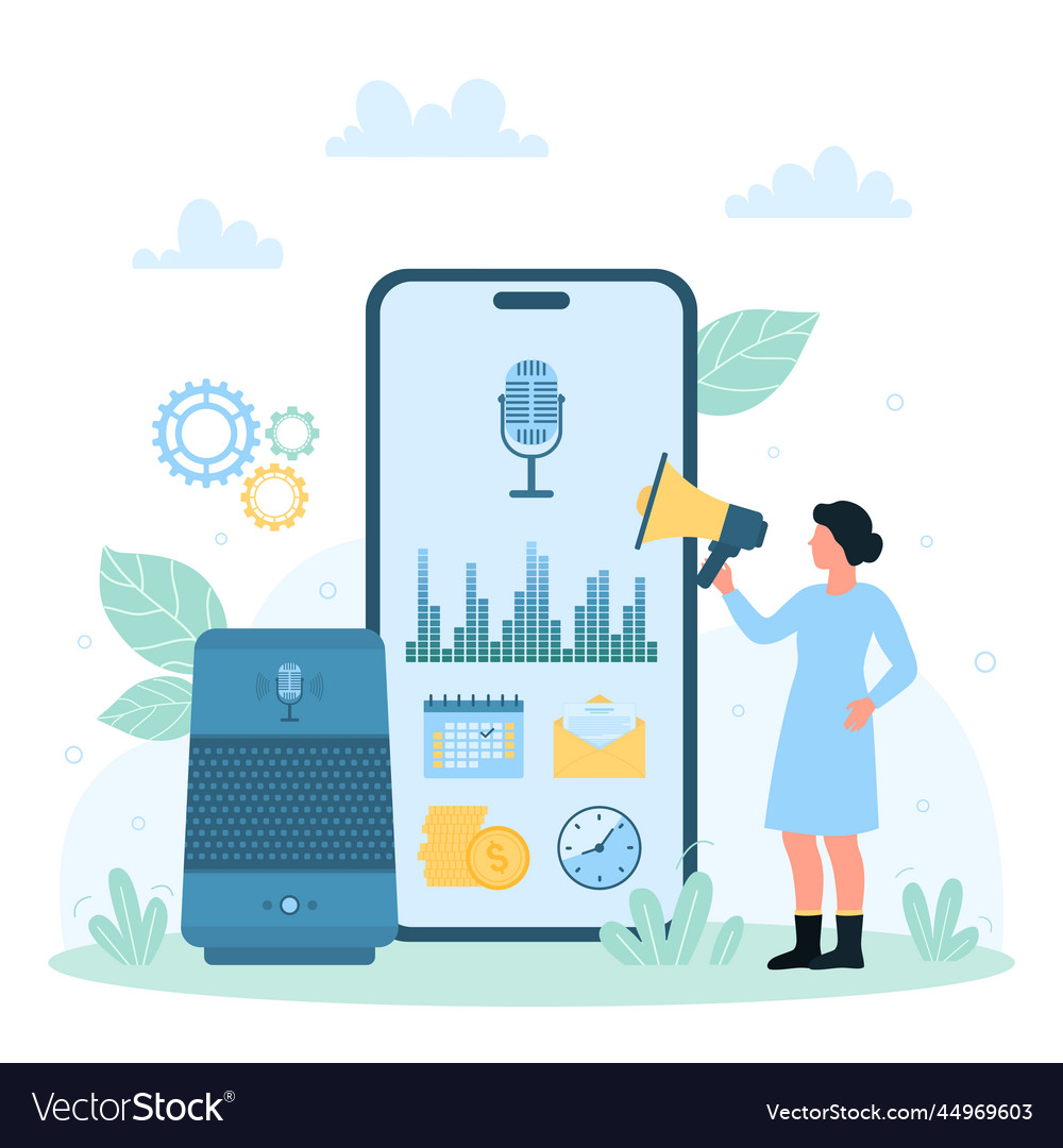 Voice recognition for home smart system iot tiny vector image Voice recognition for home smart system iot tiny